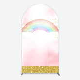 Lofaris Rainbow Pink Gold Glitter Birthday Arch Backdrop